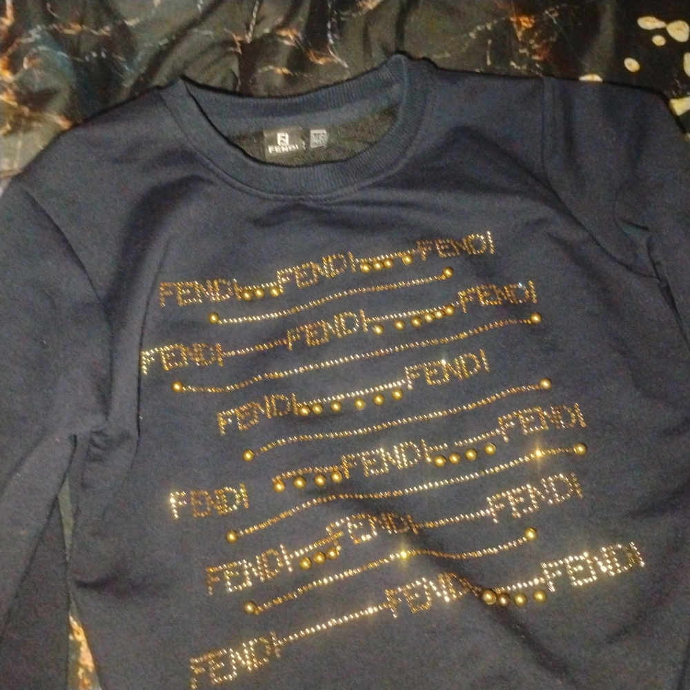 Fendi Blue and Gold Sweatshirt with Musical Design